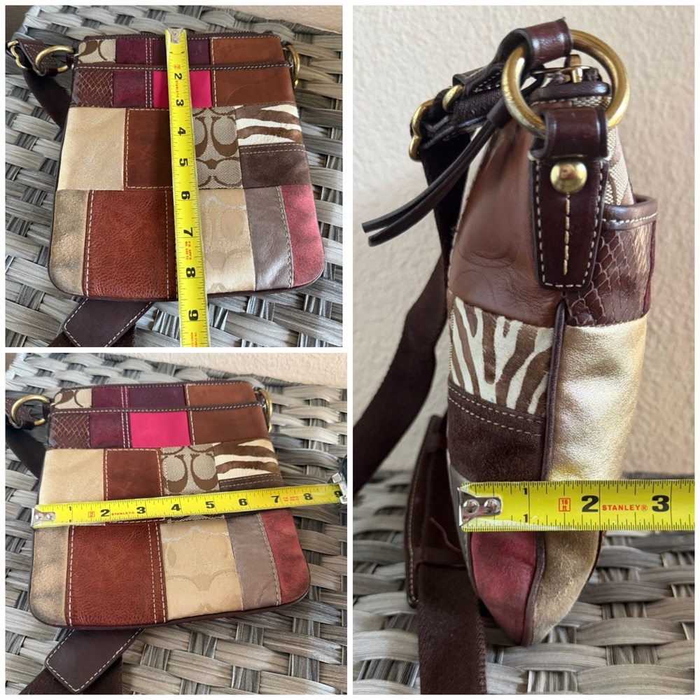 Coach Patchwork Crossbody Swingpack – Multicolor Leather & Suede Mix - Picture 8 of 16